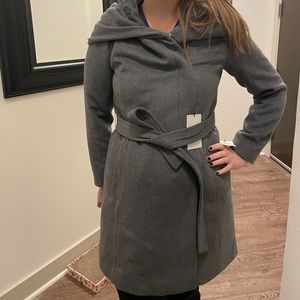 LAST CHANCE Cole Haan gray wool wrap coat